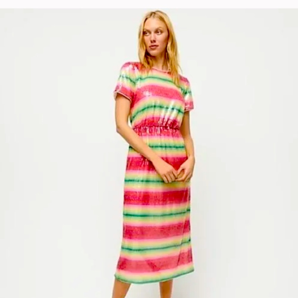 Jcrew crew watermelon 🍉 sequin dress yea length